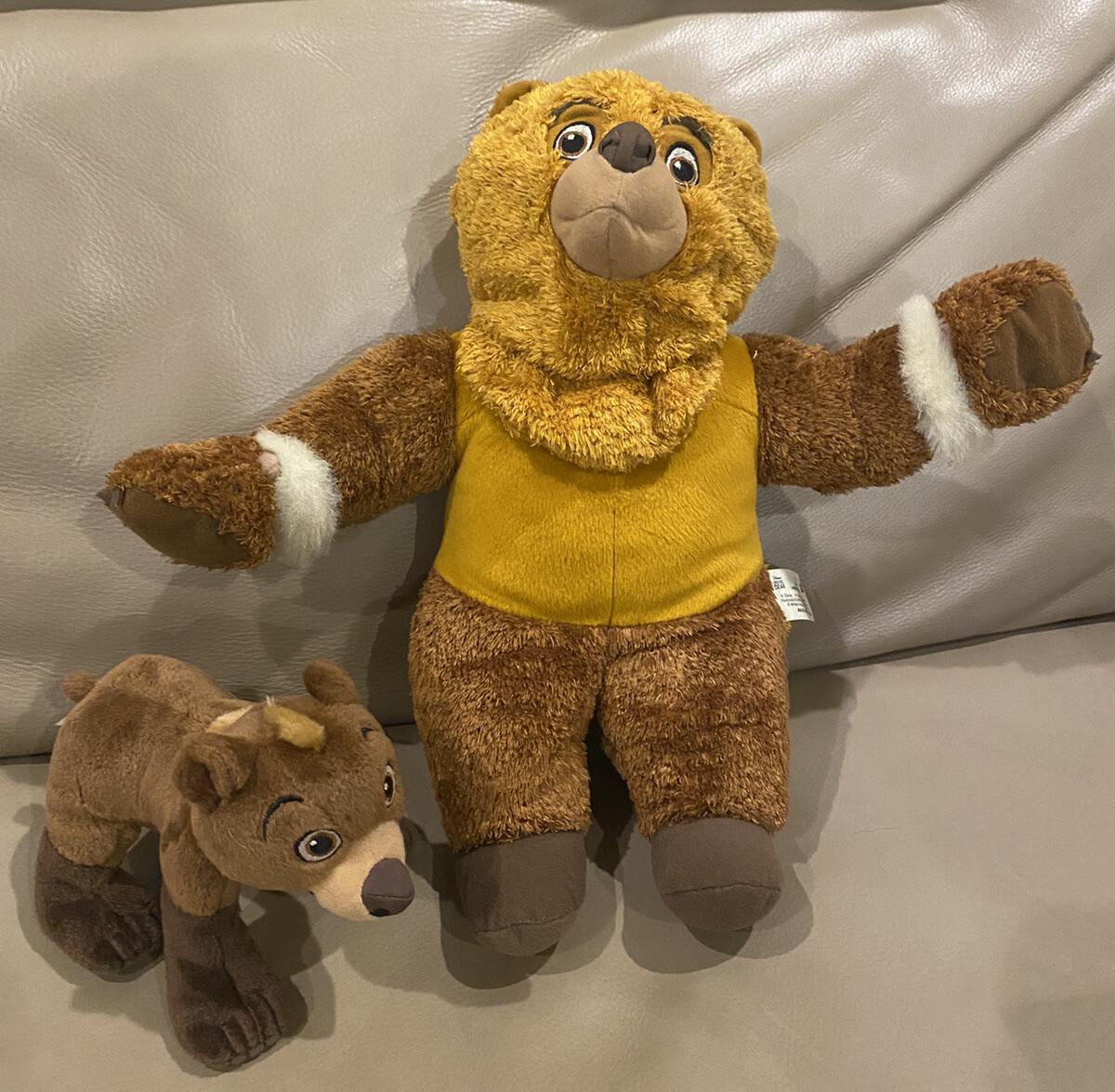 Disney 2003 Brother Bear 14” Hasbro Switching Talking Kenai 5” Koda Plush