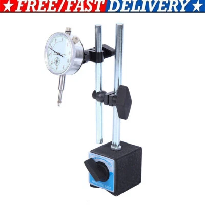 QNGENET NEW Dial Test Indicator DTI Gauge + Magnetic Base Stand Metric Clock Gauge