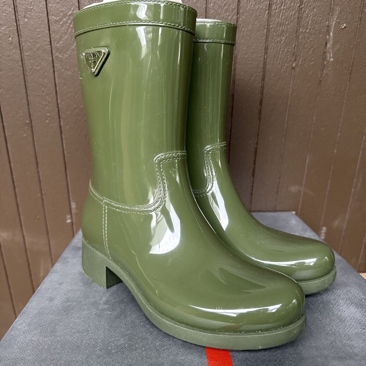Authentic PRADA SPORT GREEN Rubber Women's Boots Sz 36 (US 6 Authentic PRADA SPORT GREEN Rubber Women's Boots Sz 36 (US 6