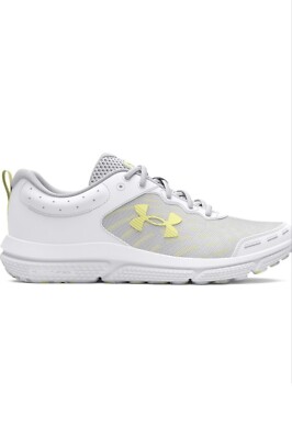 Under Armour Women's Size 9.5 Charged Assert 10 White Sonic Yellow 3026179-110