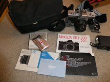 Vintage Minolta SRT 200 35mm Camera with 45mm Lens Bag Strap  Accessories