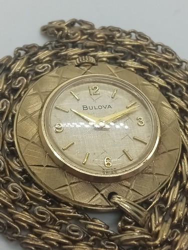 BULOVA, Women's, Round Pendant Watch, 17 Jewels, Mechanical, 12k GF Chain, Runs - Picture 2 of 16