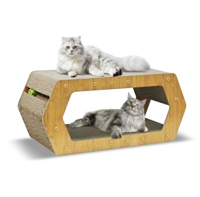 Cat Scratching Board Hexagon Scratcher Bed Track Toy Ball Double Layer Cardboard
