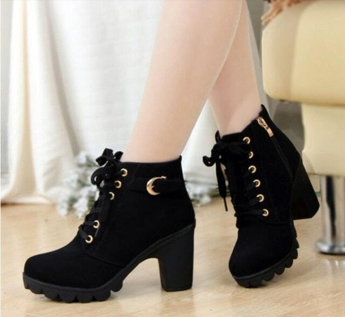 Botas de mujer elegantes botines de tacón a la rodilla de moda son Gamuza |  eBay
