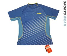 100 Genuine Li-Ning Mens Knits Round Tee - Blue - ATSK517-1
