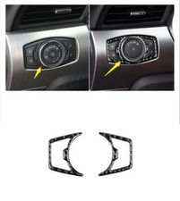 Cubierta de control de faros interiores de fibra de carbono para Ford F-150 2017-2019