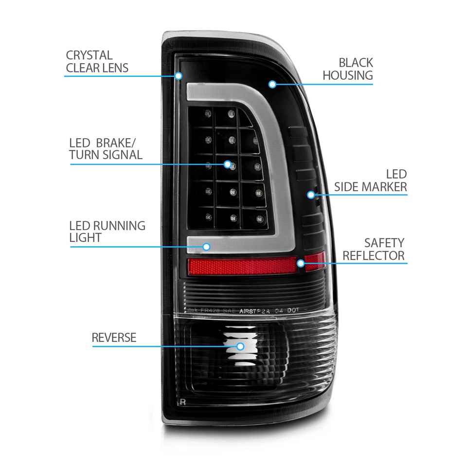 LED Built-In" 1997-2003 Ford F150 F250 Superduty NEON TUBE Tail Lights Assembly - Foto 3