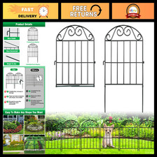 24 Panels Collapsible Garden Fence - 24ft Black Metal Animal Barrier for Dogs
