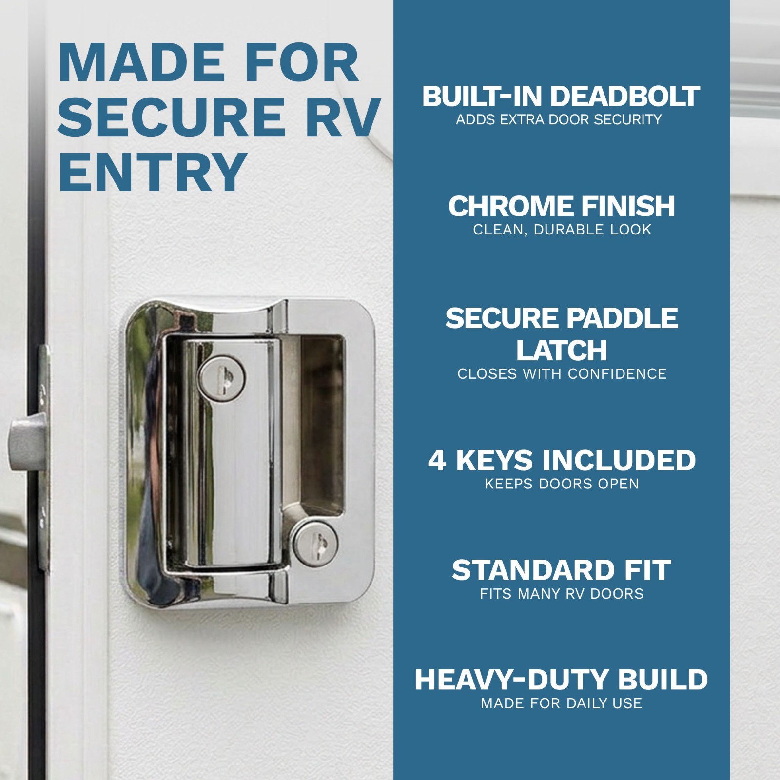 Chrome RV Paddle Entry Door Lock Latch | Handle Knob | Deadbolt Lock ...