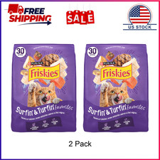 2 Pack, Purina Friskies Surfin and Turfin Dry Cat Food Flavors of Chicken,