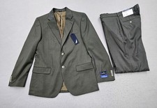 Nautica Mens 38R Jacket 32x31 Pants Modern-Fit Olive Green 2 Piece Suit