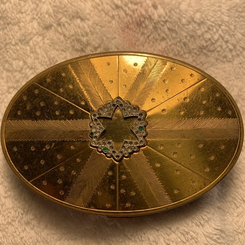 Antique Powder & Rouge Compact Rhinestone Lid By Richard Hudnut