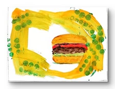 Expressionism Hamburger Signed Original Colorful Pop Art Painting COA