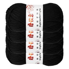 4PCS Crocheting Yarn, Black 4 Ply Acrylic Yarn 200g,394 Yards Total