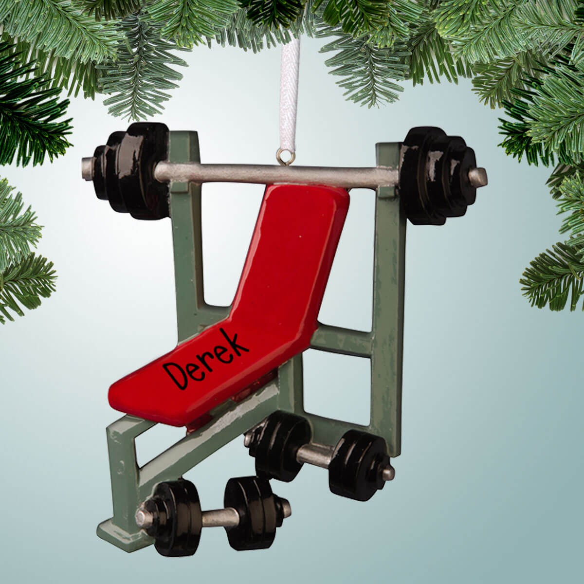 Personalized Weight Bench Christmas Ornament