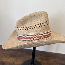 Chapeau de paille Shepler by Stevens 7 5/8 fabriqué aux États-Unis bord de fil souple forme U western excellent état