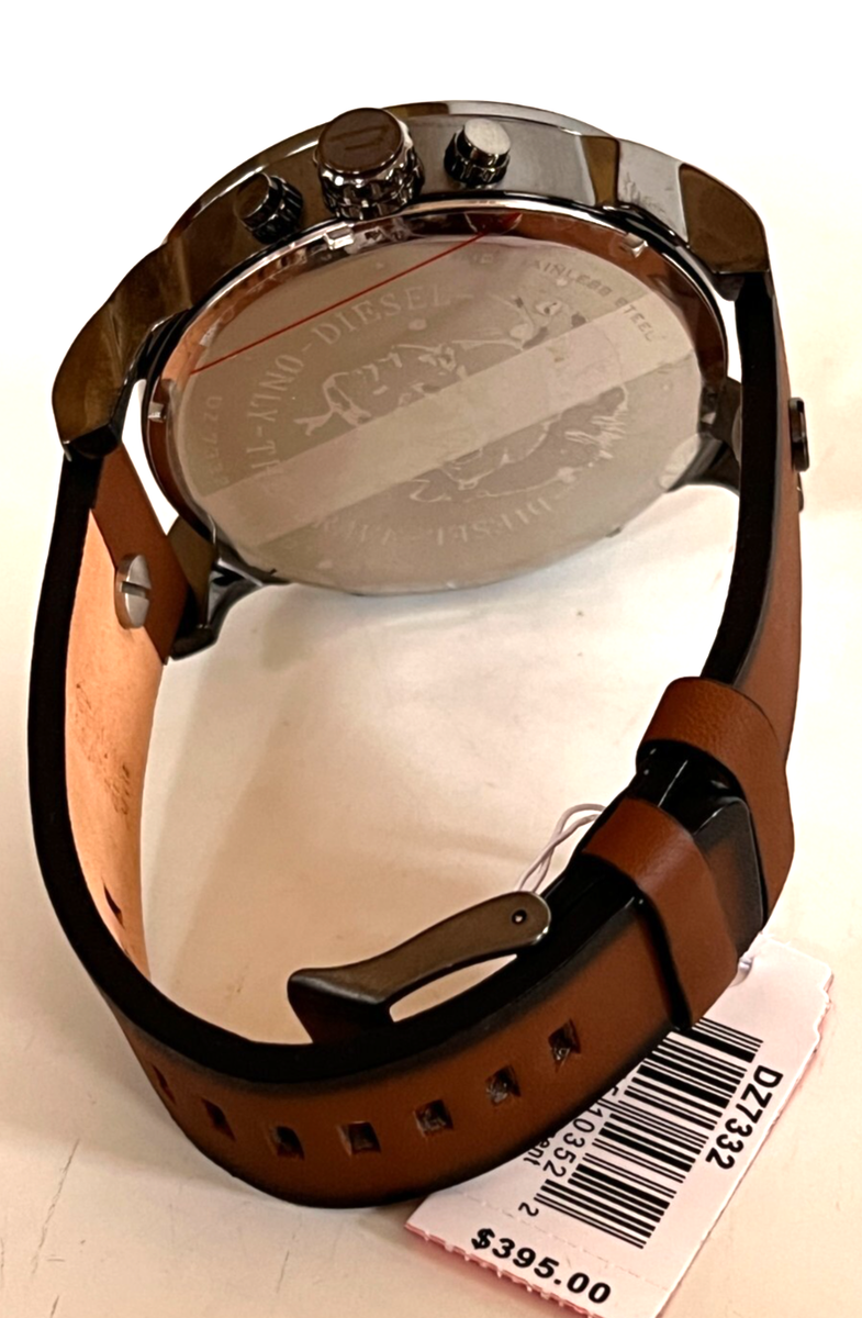 DIESEL DZ7332 Mr DADDY 2.0 Gunmetal/Brown Leather Strap
