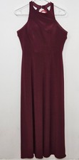 Sorella Vita Backless Dress Size 8 Burgundy Mesh Boned Sides Built In Cups