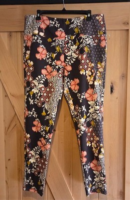 New! Slim-sation Slimming Pannel Pull-On Ponte Ankle Leggings Sz XL Asian Print
