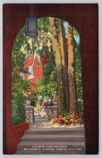 Vintage Linen Postcard Bellingrath Gardens Patio Mobile Alabama