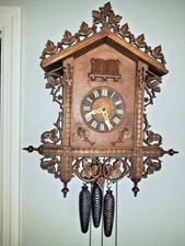 Beautiful Antique RailRoad Style Cuckoo Clock, With 37 note Music Box, Running