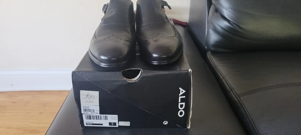 ALDO-Zapatos de vestir de cuero negro para hombre (CURTA-97) Foto 4 de 4