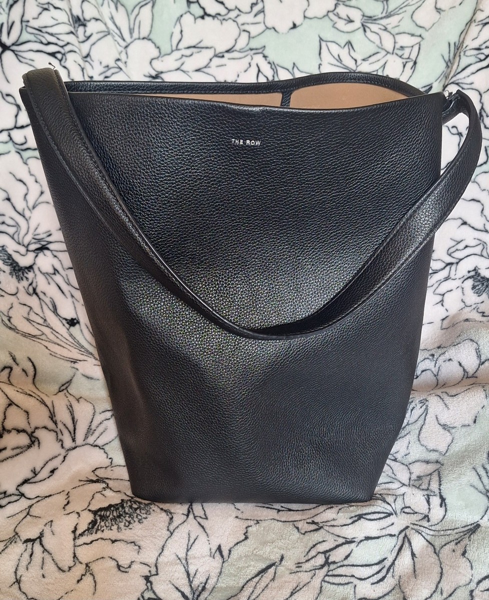 The Row Large Black Pebble Leather Bucket Tote Bag N/S Park Tote