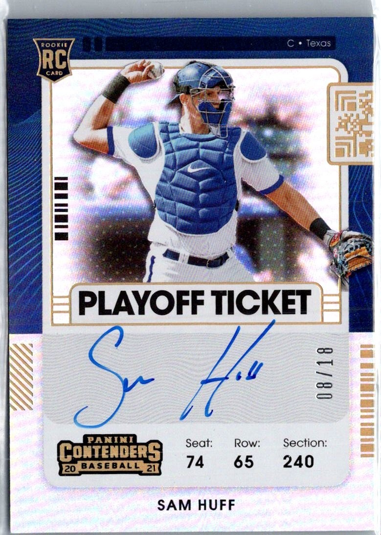 2021 Panini Contenders Sam huff Playoff Ticket /18 #151 Texas Rangers