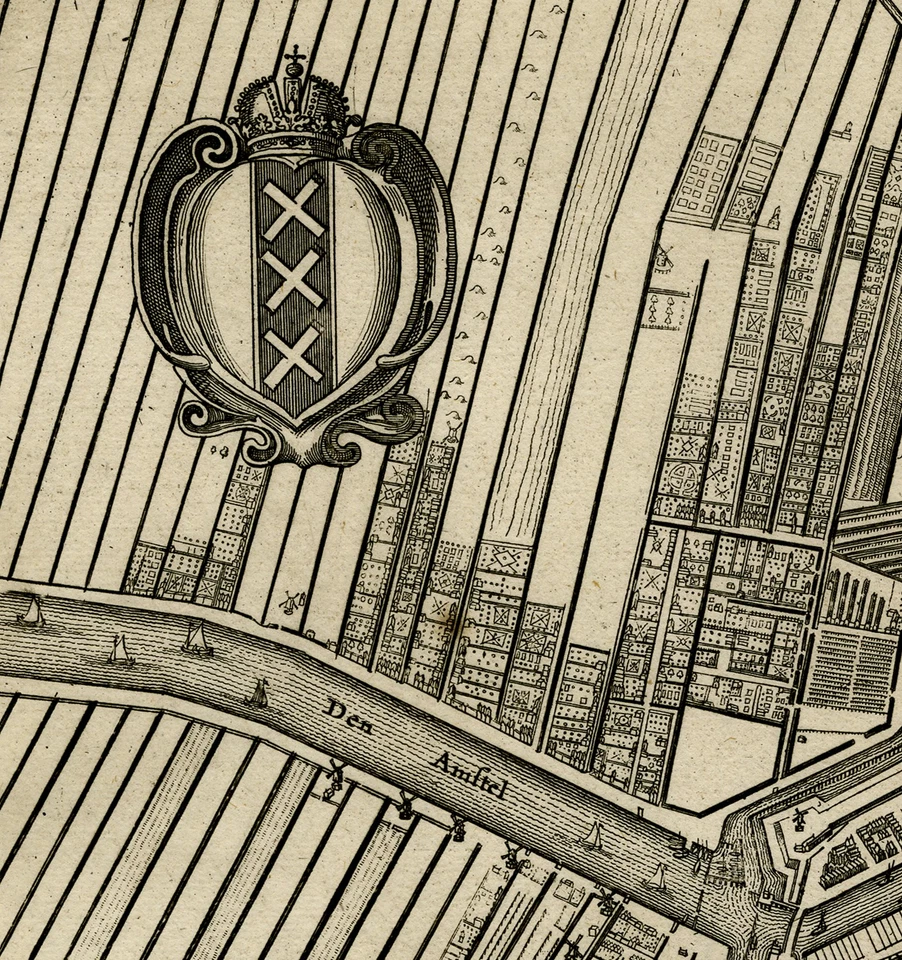 Antique Map-Topography-Amsterdam as situated in 1963-Netherland-Commelin-1726 - Image 4 of 4