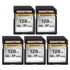 GIGASTONE 128GB SD Cards 5-Pack with 5-Year Data Recovery and Free Replacement