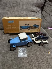 Vintage Buddy L Big H Race Team Hot Rod Motorcycle Toy Car Trailer Truck W/Box