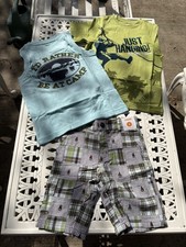 NWT Gymboree Boys Size 6 Summer Set 3pc Plaid Shorts Camp Tank  Zip Line Tee