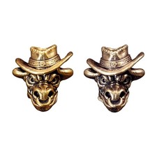 Cattle Head Metal Pendant For Keychains Jewelry Making Clothing Embellishment
