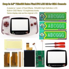 Add Desaturation 3.0'' V5 720x480 Retro Pixel Backlit IPS LCD Kit Shell For GBA