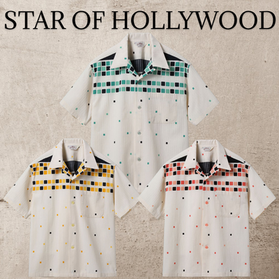 STAR OF HOLLYWOOD SH39717 DOBBY COTTON OPEN SHIRT SQUARE Japan New