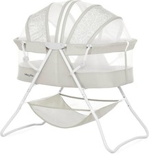 Karley Portable Infant Bassinet Double Mesh Canopy Cool Grey