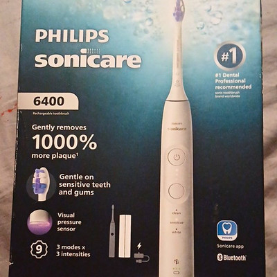 Philips Sonicare 6400 Sonic Rechargeable Electric Toothbrush Bluetooth White