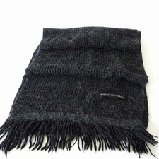 WOOL BOX CLASSIC Scarf Long Scarf Rib Knit Wool Charcoal Gray Men's Women's