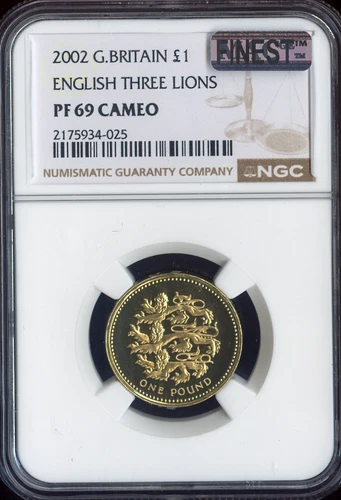 2002 GREAT BRITAIN 1 POUND THREE LIONS NGC PF69 CAM MAC FINEST GRADE & SPOTLESS