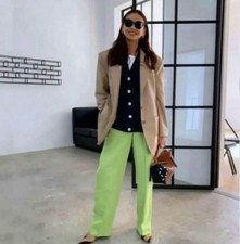 New Patrizia Pepe Wide Pants Lime Green IT40 XS