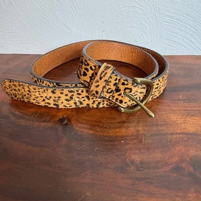 Madewell Animal Print Calf Hair Pony Fur Leather Belt Brown Square Buckle Medium ANIMAL-PRINT PONY HAIR-EFFECT LEATHER BELT - BEIGE / ANIMAL  main image 4