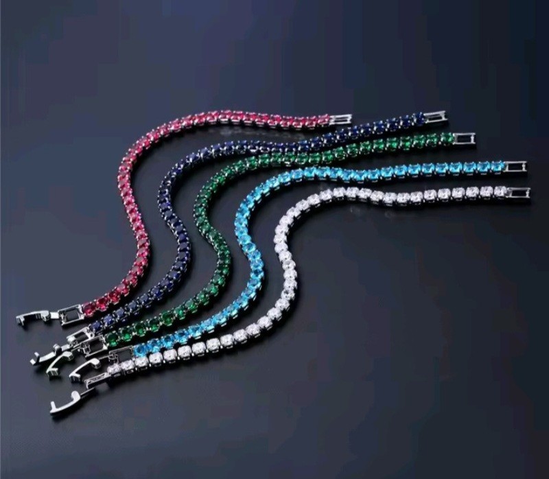 Hip hop Iced Out 4mm Cubic Zirconia Crystal Tennis Bracelets For Women Men