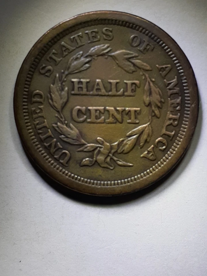 1851 braided hair half cent, It appear to be almost uncirculated. A great find - Image 2 of 2