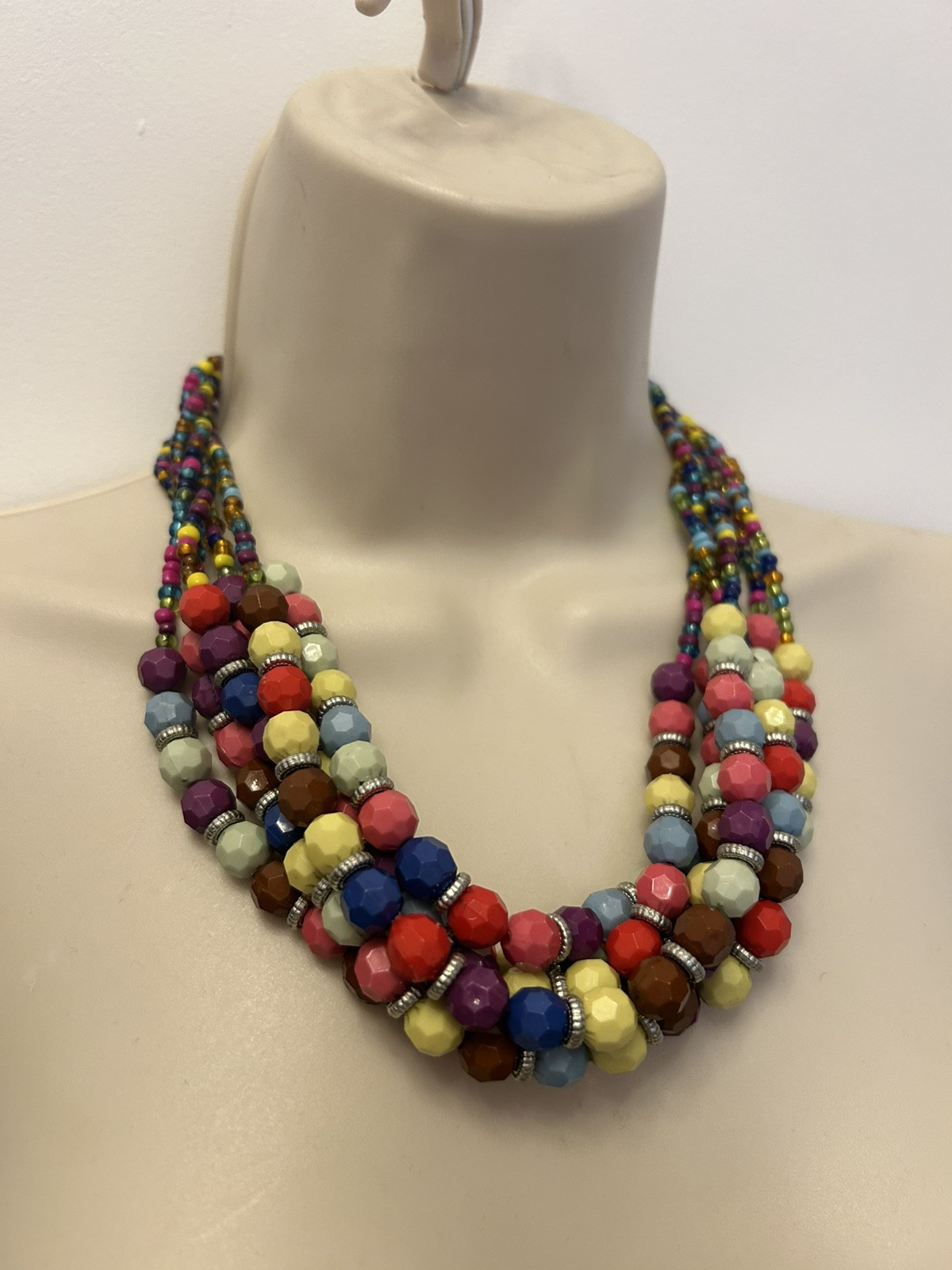 Collar Length Multi Strand Colourful Plastic Bead… - image 5