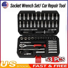 53Pcs Mechanics Tool Set Kit Socket Ratchet Wrench Set Car Repair Tool w/Case US