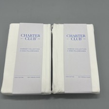 4 Charter Club Damask -White- 550 Thread Ct King Size Pillow Cases- New