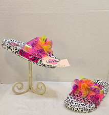 Betsey Johnson Womens Slide Sandals Multicolor Animal Print Flower US 9 EU40