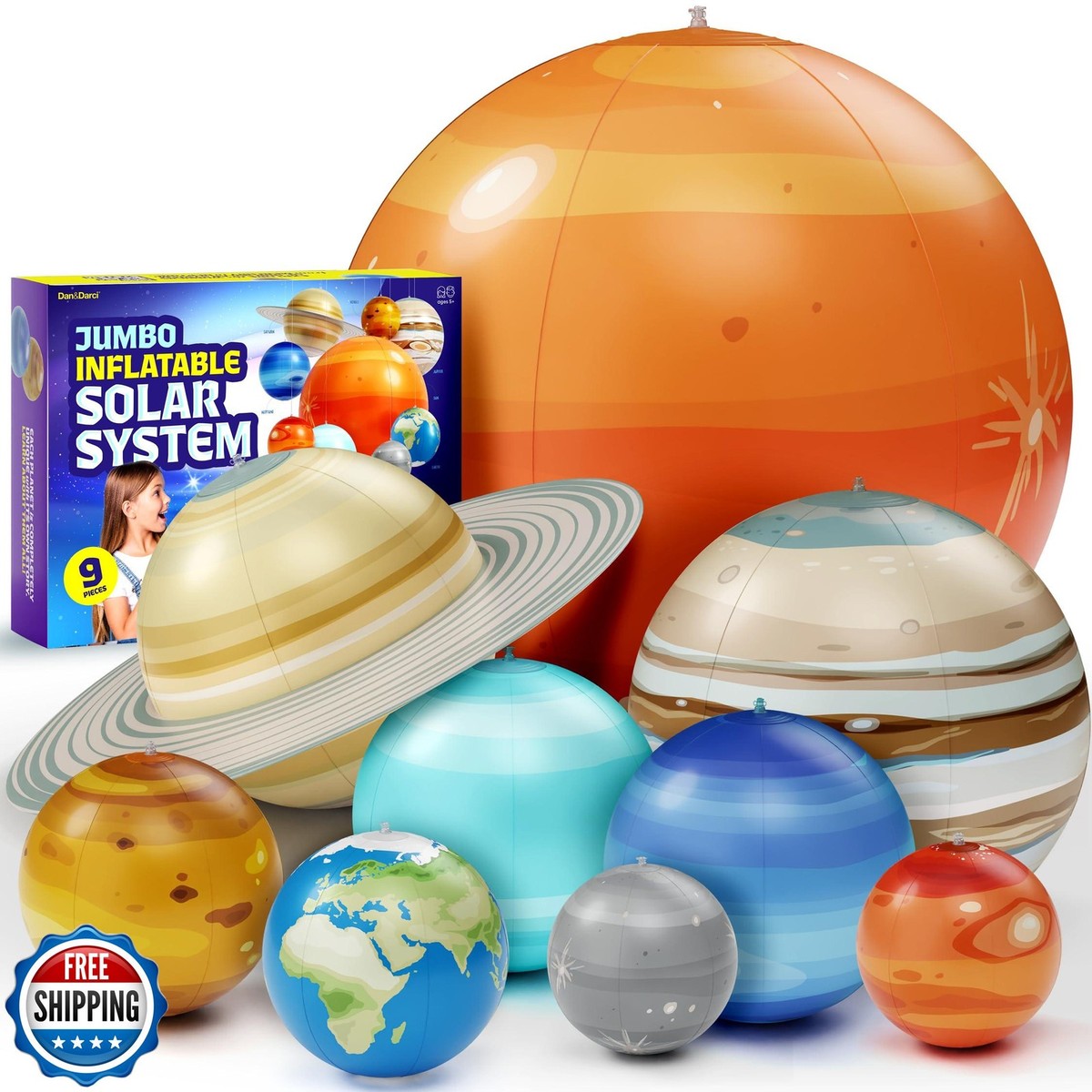DanandDarci Inflatable Solar System Planets for Kids - Science