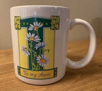 Vintage Avon To My Aunt Ceramic Coffee Mug Cup Flowers Message Mother's Day Gift