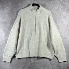 Vince Camuto Sweater Women XL Cream Knit Half Zip Pullover Mock Neck Casual Soft